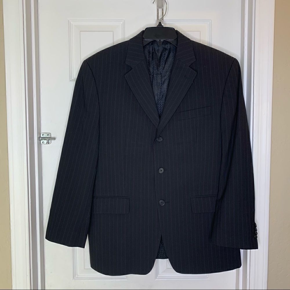 Michael Kors Navy Pinstripe 3 Button Suit Jacket